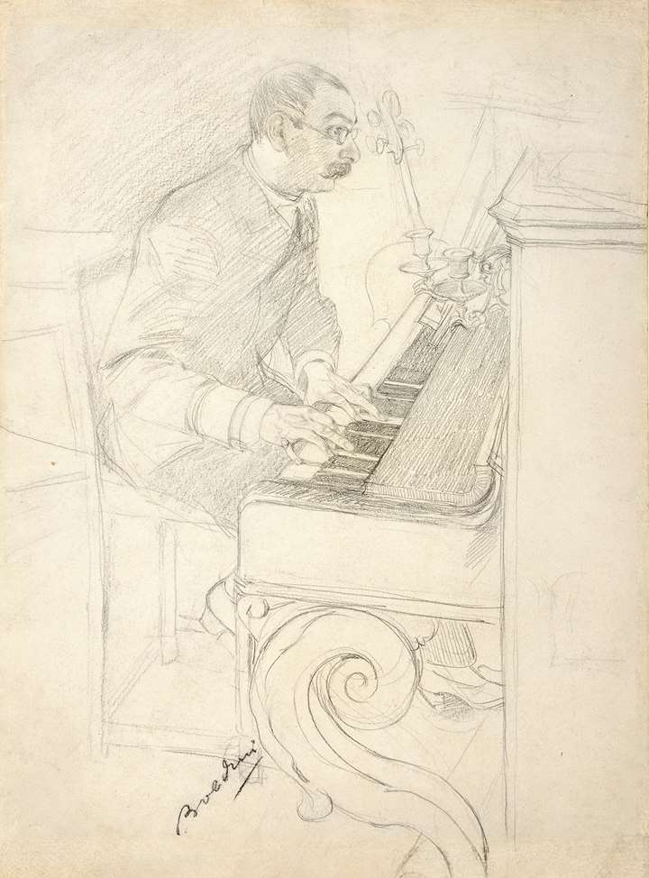 A Man Playing a Piano in the Artist’s Studio